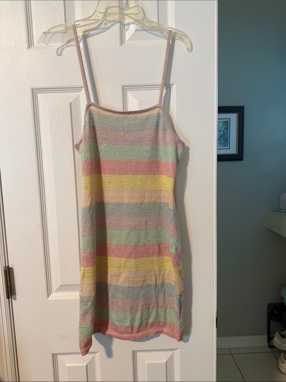 LoveShackFancy Pastel Multi-Stripe Knit Mini Dress